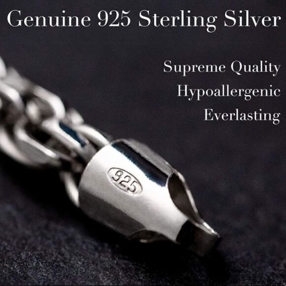 New Solid 925 Sterling Silver 4mm Rope Necklace - Picture 6 of 9